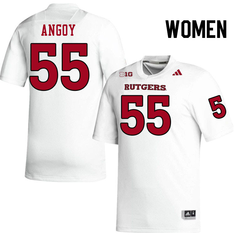 Women #55 Zaire Angoy Rutgers Scarlet Knights 2024 College Football Jerseys Stitched-White